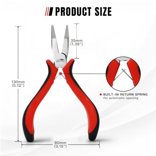 Image of 5-Pack 5-Inch Bent Nose Pliers for Jewelry Making, Spring Loaded