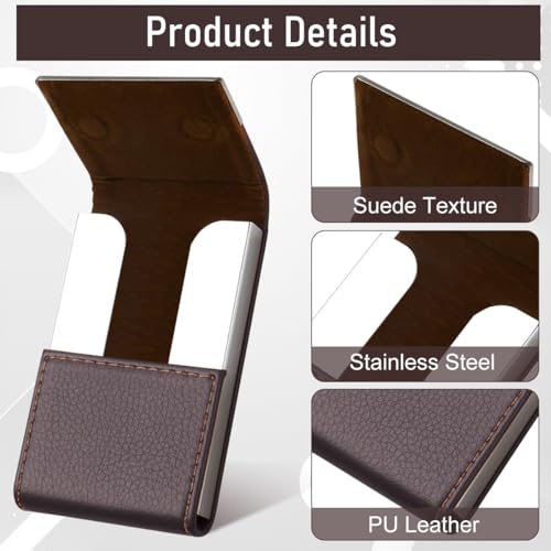 Image of Zibuyu Visiting Card Holder for Pocket, PU Leather, Capacity 25, Brown