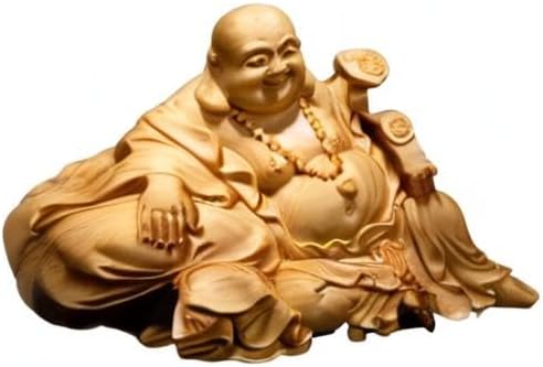 Miniatura 6 de Estatua de Buda riendo para el hogar,Estatuto de Buda Ruyi Maitreya de boj para decoración de Feng Shui o Zen,Estatua de Buda de la suerte para la