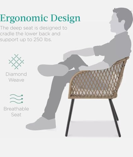 Image of PRATHAM India Outdoor Indoor Patio Set Bistro Set Rattan Chair for Living Room Dining Room Lawn Balcony Outdoor Garden Chair Set with Glass Table (Honey with Black Cushion & Pillow 2+1)