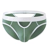 ZONBAILON Sexy Underwear for Men Silk Bulge Pouch Briefs Open Front String Bikini Panties Pack Pea-green M