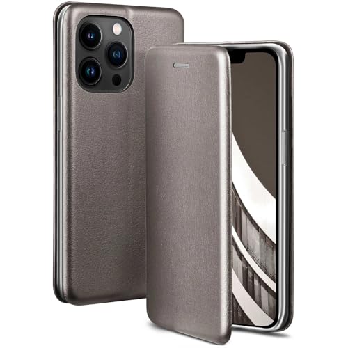 Custodia per cellulare compatibile con Apple iPhone 13 Pro Max custodia per con slot per schede a portafoglio in similpelle con bumper silicone grigio