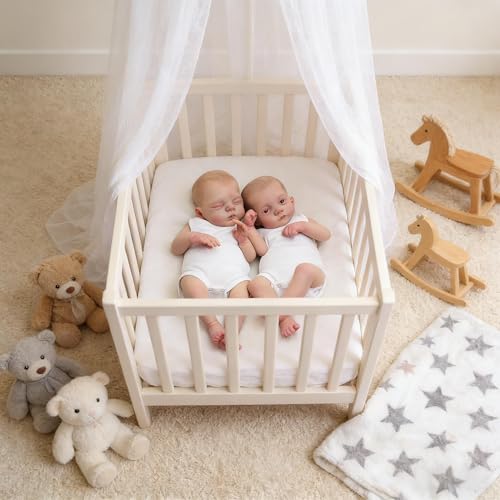 Real Life Reborn Babypuppen Zwillinge Mädchen 18 Zoll Realistische Babypuppe, Weicher Stoffkörper Lebensechte Neugeborenenpuppen, Die wie echte Babys Aussehen Zwillinge Puppen – Bild 7
