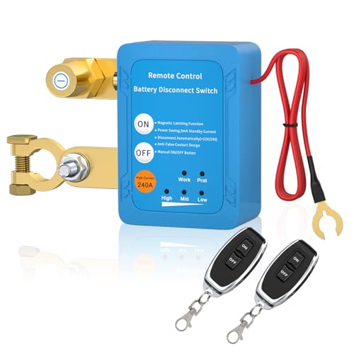Image of APIELE Remote Battery Disconnect Switch 12V 240A Kill Switch for Car, Anti-Theft Prevent Battery Drain, Smart Battery Cut Off Switch for Auto, RV, Truck, Boat (Voltage Indicator)