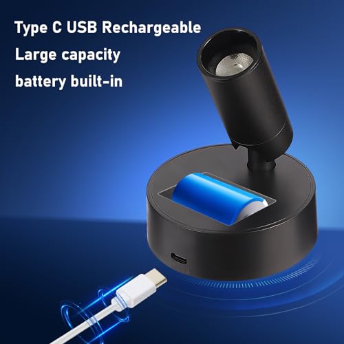 Image of MIOBLUE Spot Lights Indoor with Remote Up Lights Indoor, Wireless Picture Light Battery Operated Spotlights with Timer Dimmable Accent Uplighting Stick on Wall Light for Artwork,Plant,Potrait,1 Pack