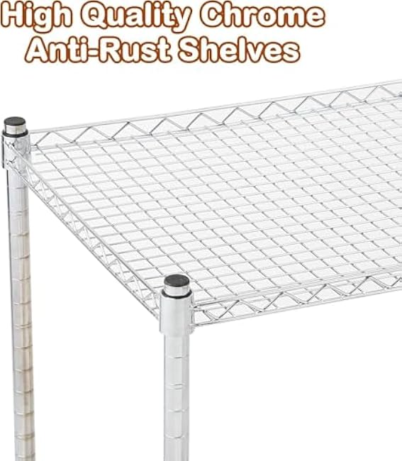 Commercial Grade Kitchen Cart, 3 or 2-Tier Heavy Duty Metal Rolling Service Cart with Wire Shelves and Handle for Kitchen and Office Use-WeVxE9LH