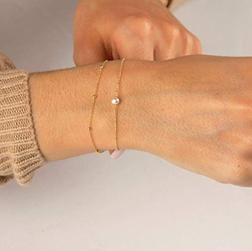 Image of MEVECCO Bracelet for Women 14K Gold Plated Dainty Chain Simple Jewelry Cute Handmade Minimalist for Her