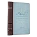 Classic Faux Leather Journal Blessed Is She Luke 1:45 Bible Verse Blue Inspirational Notebook, Lined Pages w/Scripture, Ribbon Marker, Zipper Closure