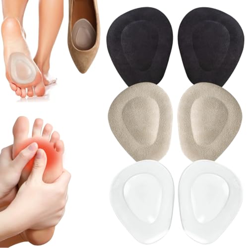 IKOPFLN 6 Pares Almohadillas metatarsianas para mujer, plantillas metatarsalgia, almohadillas para pies, cojín de bola de pie para hombres, almohadilla de pie metatarsiano suave, plantillas