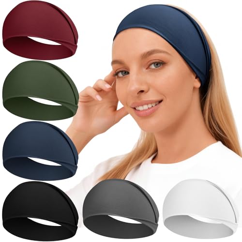 Loiluliy Headbands for Womens Hair 6 Pcs Elastic Hair Bands Thick Head Bands - Wide Soft and Non-Slip Unisex Hair Accessories for Sports Gym Running Yoga Makeup and Everyday Fashion