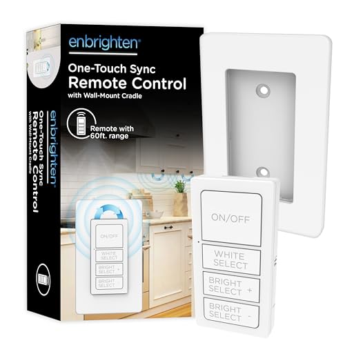 Image of Enbrighten One-Touch Sync Remote Control, Add-on Light Switch for Under Cabinet Lights, Wireless Remote, ON /Off, Dimmable, Color Select Soft White to Bright Daylight, Cabinet Lighting Remote, 81795