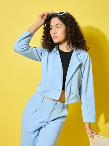 Image of DIMPY GARMENTS Women's Stylish Solid Polyester Formal and Casual Wear Cropped Jacket
