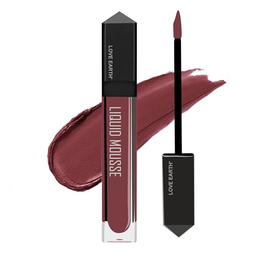 Image of Love Earth Liquid Mousse Lipstick - Brown Bellini Matte Finish | Lightweight, Non-Sticky, Non-Drying,Transferproof, Waterproof | Lasts Up to 12 hours with Vitamin E-6ml