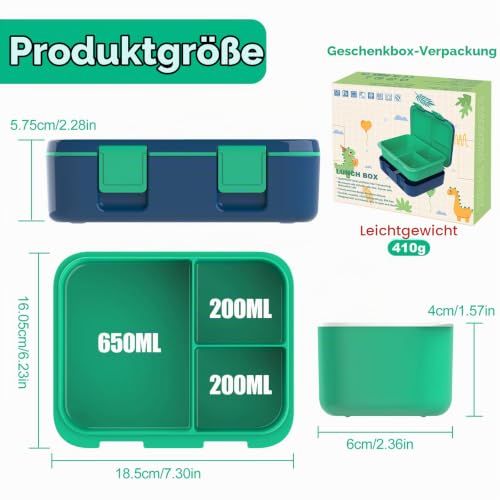 hombrima Lunchboxen, Bento Lunchbox Frischhaltedose mit Multi-Fächern für Jungen Mädchen Kinder Erwachsene Arbeit Schule Picknick Outdoor – Ansicht 3