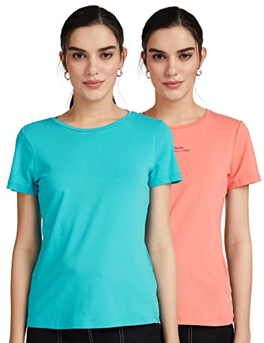 Image of Amazon Brand - INKAST Women's Cotton Half Sleeve Round Neck Regular Fit T-Shirt (Pack of 2)