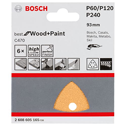 Bosch 6 Feuilles abrasives Delta 93 mm Gr 60 120 240 - vue 6