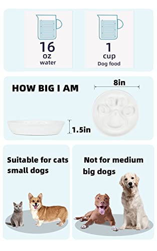 Fun Slow Feeder Cat Bowl, Ceramic Slow Eater Bowl For Small Dogs, 8-Inch (White) #TOP3