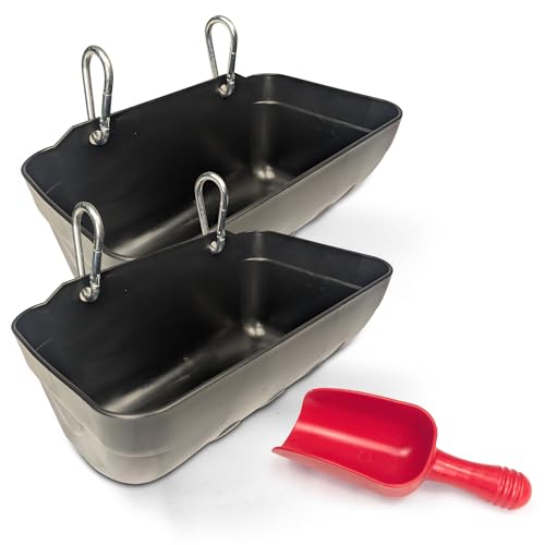 Hen's Choice™ Feeder and Waterer Trough for Chickens, Ducks, Goats, Sheep, Turkey, 4.5 Quart Capacity, Black