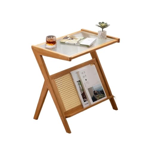 Table d'appoint beige 45cm avec rangement mobile pour salon moderne