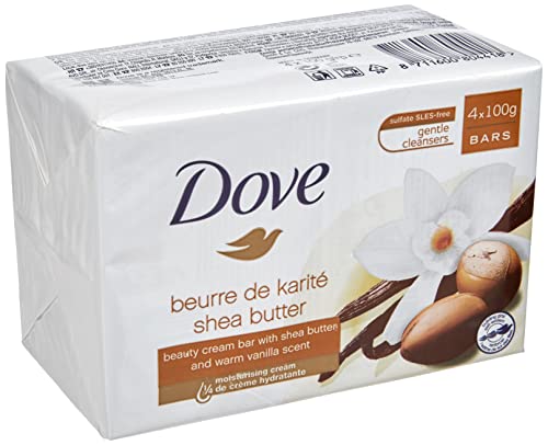 Dove jabón de baño exfoliante con karité y vainilla 4 x 100g