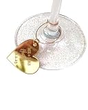 Personalized Wine Glass Charms with Rings,1.4×1.2 Inch Heart Shaped Drink Markers and Name Tags for Stem Glasses Identification,Custom Place Cards for Valentine's Day,Wedding,Bridal Party Favors