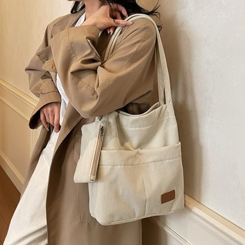 Bolso Tote grande de pana para mujer miniatura 3