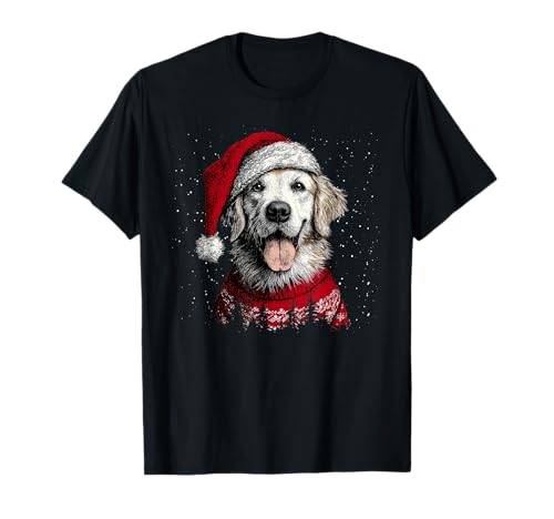 Festivo Natale Golden Retriever Cute Dog Design Holiday Maglietta