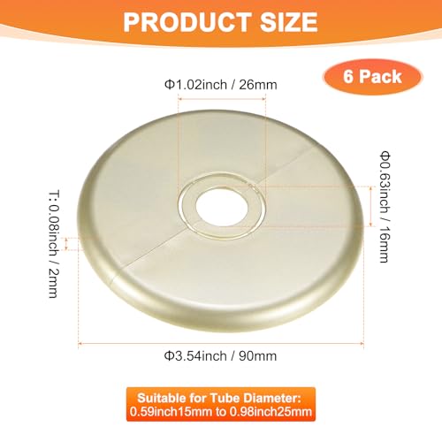 Placa de pared partida con autoadhesivo M METERXITY dorado de 90mm cubretubos redondo 4
