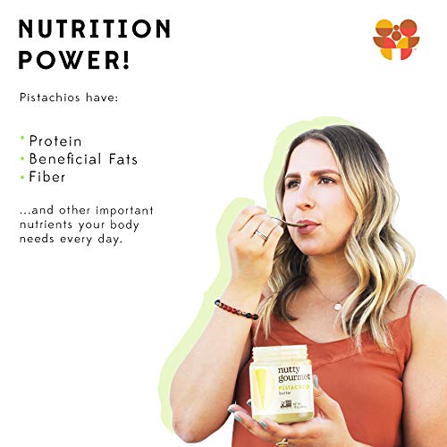 Nutty Gourmet Pistachio Nut Butter Spread - Pistachio Paste - No Added Sugar - All Natural - Peanut Free - Vegan - California Grown Pistachios - Keto Snack - Gluten Free (10Oz, 1 Pack) #TOP4
