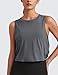 CRZ YOGA Pima Cotton Large Armhole Tank Tops for Women - Workout Sport Athletic Yoga Running Gym Loose Crop Sleeveless Shirts Dark Carbon Medium