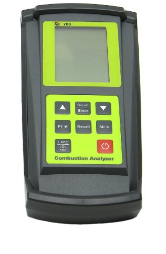 TPI 708 Combustion Efficiency Analyzer with Flue Probe 3 x 1 5V AA Alkaline Batteries Backlit LCD Display