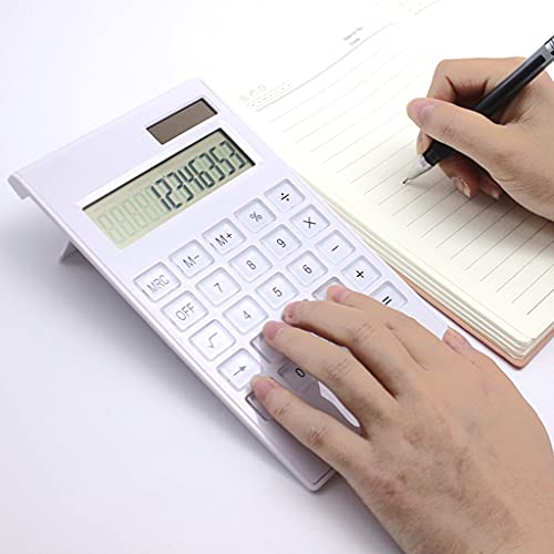 Calcolatrice da Tavolo con Display Grande a 12 cifre Pulsanti in Cristallo a Doppia Alimentazione e Batteria Sottile Contatore di Base per l'home Office