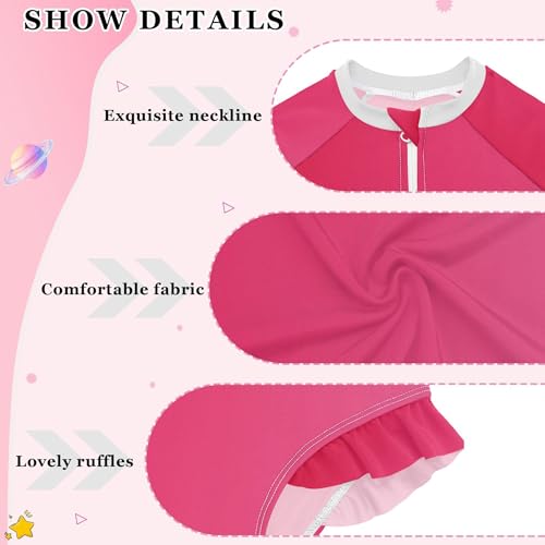 Soft Red Strawberry Baby Girl Bathing Suit Long Sleeve UPF 50+ One Piece Toddler Swimsuit Size 11-12Y3