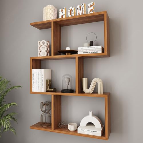 Image of homeeasy Wooden Wall Shelves - 4-Tier Floating Shelf | Stylish Storage for Living Room, Study, Office & Kitchen | Perfect for Home Decor & Book Display (WS4)(78x12.5x56)