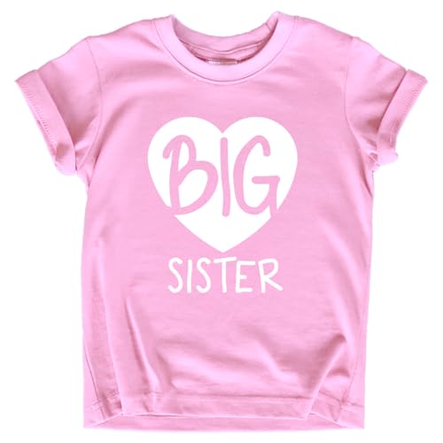 Image of Big Sister Shirt Heart Big Sister Announcement Shirt Toddler Girl Promoted Outfit Baby Girls tee