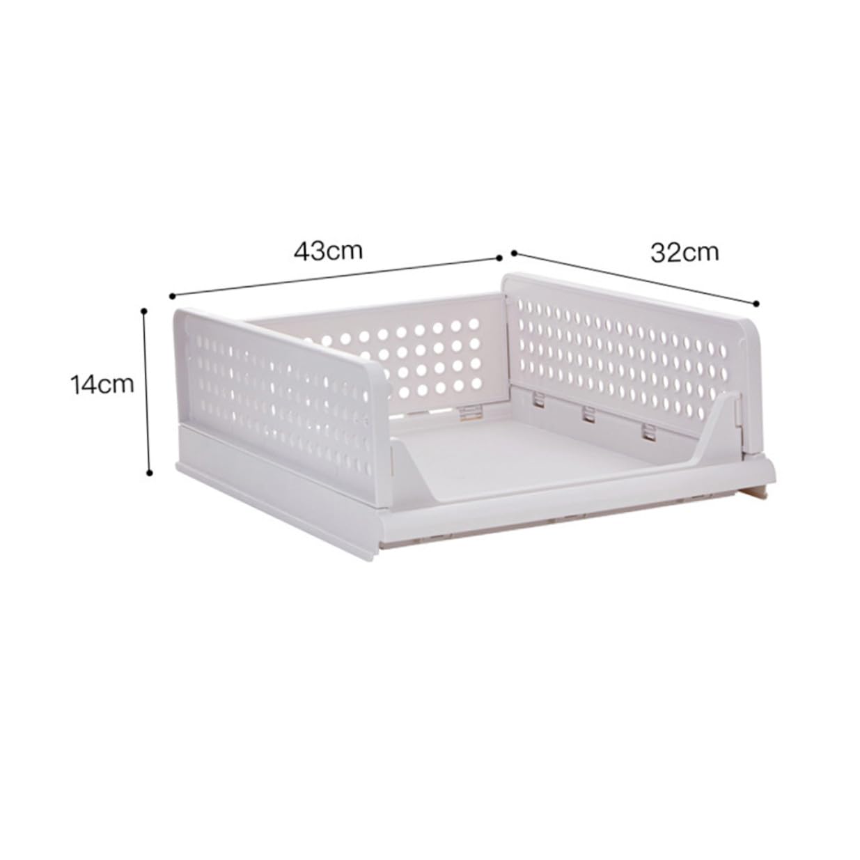 ERINGOGO Organizzatore per Armadio a Cassetto, 2 Pezzi Plastico Bianco | Impilabili e Ventilati, Design Estraibile Scomparti, Formato Grande 43x18x32, 3cm