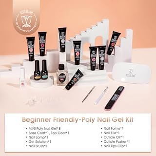 ROSALIND Gel Unghie Ricostruzione Kit Completo 8 Colore 10ml, Poligel Set con Base & Top Coat, Lampada UV e Strumenti per unghie, per Fai Da Te a Casa, Professionale Salone, Kit Unghie Gel Nail Art