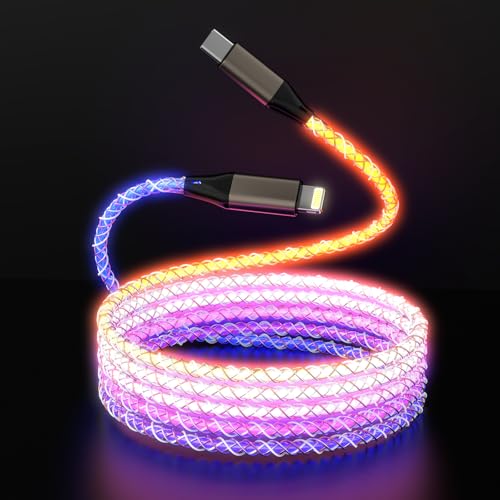 Cable USB C a Lightning con luz LED RGB para iPhone 14 y 12 de 1 metro