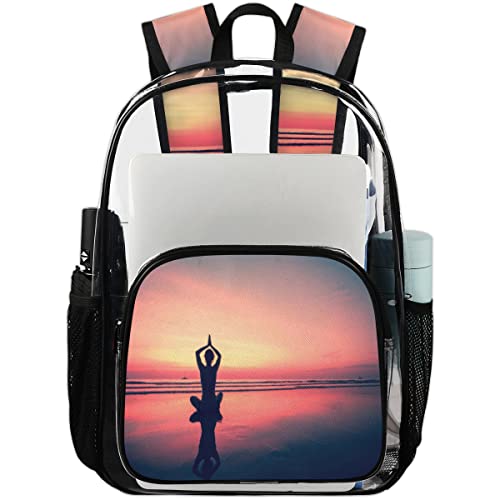 Sac à dos transparent et poches imprimées pour sport yoga université L