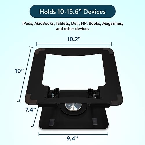 Image of Uncaged Ergonomics Swivel Laptop Stand for Desk, Adjustable Computer iPad Stand for Desk w / 360 Rotation, Portable Laptop Holder for Home Office Ergonomic Supplies (Black)
