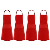 delantal rojo Diseño único con una correa ajustable para el cuello para la longitud más adecuada. Corbatas largas que se pueden alterar fácilmente para adaptarse a la mayoría de tamaños.