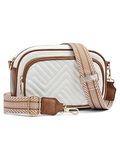 Quilted Crossbody Bags Purse for Women Small Vegan Leather Shoulder Handbags Purses with Two Straps