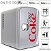 Diet Coke Mini Fridge - 6 Can Refrigerator for Bedroom Office, Portable Table Top Beverage Cooler, 12V 110V Refrigerador For Drinks, Soda, Wine, Use In Car, Dorm, Outdoor, Patio