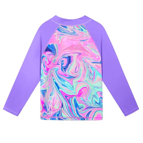 Image of TFJH E Girls Long Sleeve Swimsuits Skirt 2-Pieces Rash Guard Set Sun Protection UV 50+