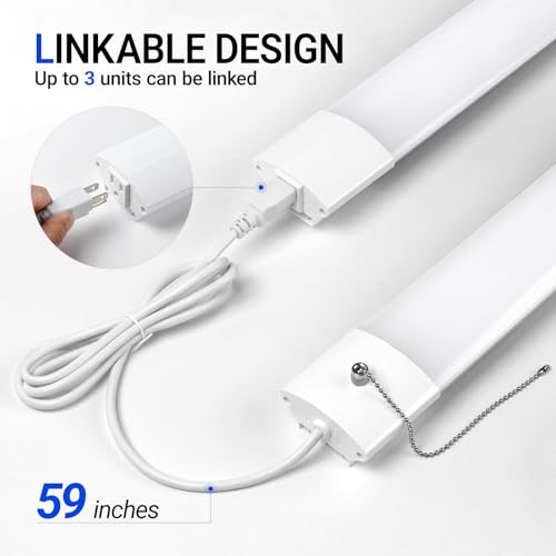 Image of Barrina BS84 LED Shop Lights for Workshop 4FT, 84W, 10000LM, 5000K Linkable Light Fixture for Garage, Basement, Hanging or Flush Mount, 4 Packs, White
