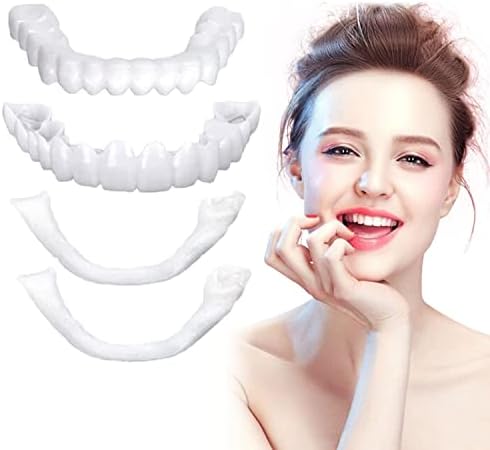 Fake Teeth, 2 PCS Veneers Teeth for Women and Men, Dental Veneers for Temporary Tooth Repair Upper and Lower Jaw, Protect Your Teeth and Regain Confident Smile, Bright White-LQ3
