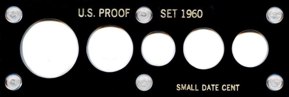 2" x 6" Acrylic 3-panel screw together 5-Coin Holder "U.S Proof Set 1960 - Small Date Cent" - Black