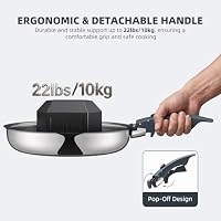 Ciwete Hybrid Non Stick Frying Pans Set 3-Piece, 8 & 10 Inch Tri-Ply Stainless Steel Pans Set with Detachable Handle, PFOA Free Kitchen Skillets for All Cooktops, Dishwasher & Oven-Safe Cooking Pan — image 7