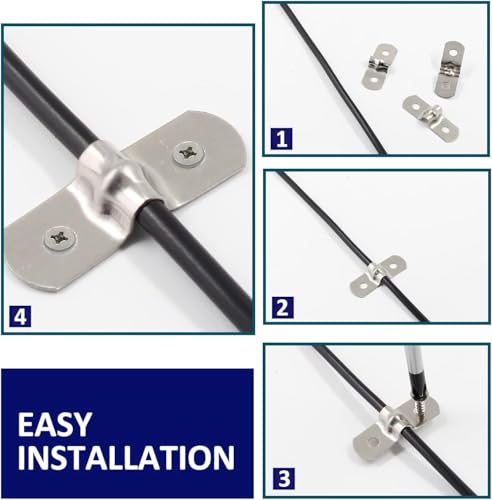 MACHSWON 5mm(0.2") Rigid Pipe Strap 2 Holes U Bracket Cable Clamp, 201 Stainless Steel Tension Tube Clip Conduit Clamp Hanger 45pcs - Image 4