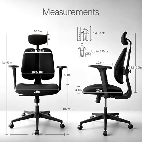 Image of Ergonomic Office Chair, Dynamic Split Back Lumbar Support, Thick High-Density Molded Foam Seat, 4D Adjustable Armrests, Swivel High Back Computer Desk Chair for Home Office, Flex S3